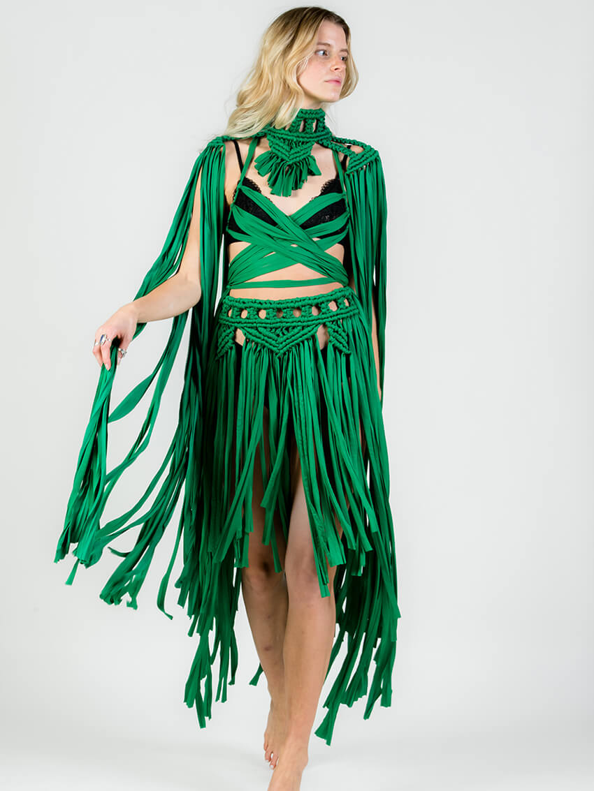 Green Bellydancer Macrame Outfit