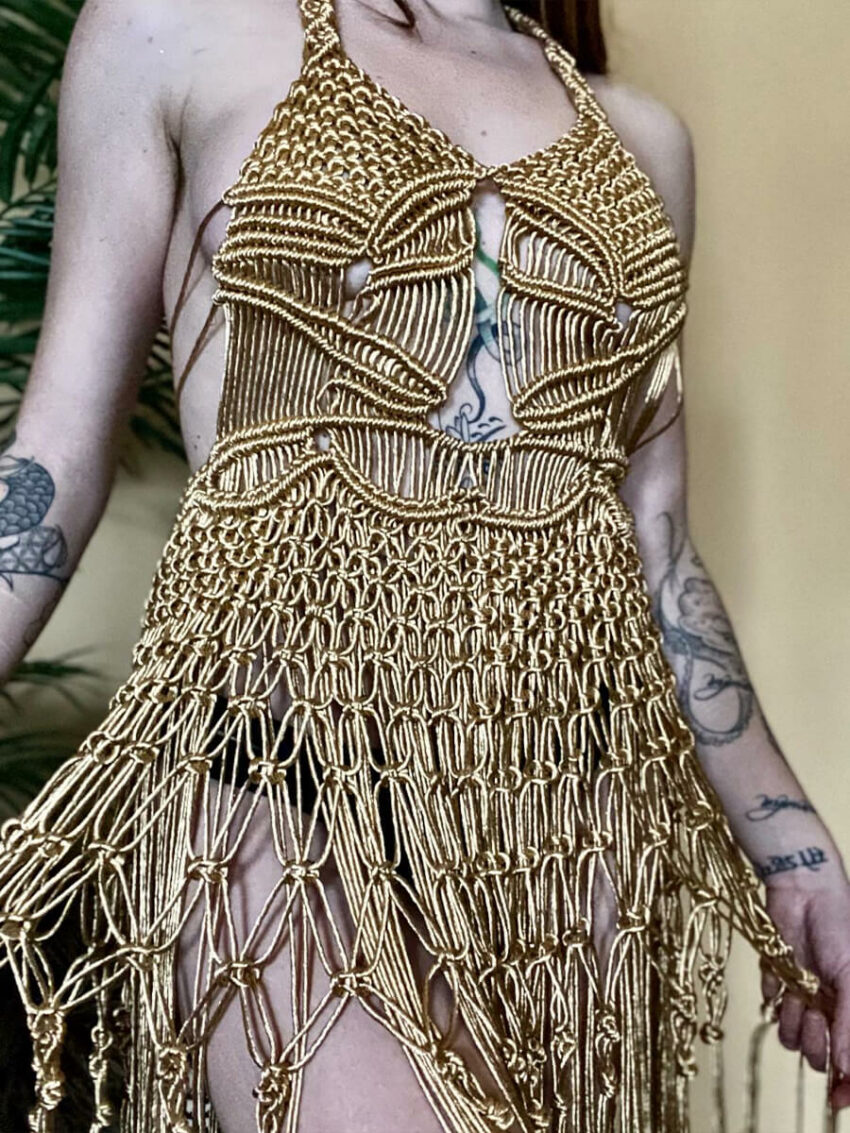 Gold Festival Macrame Dress