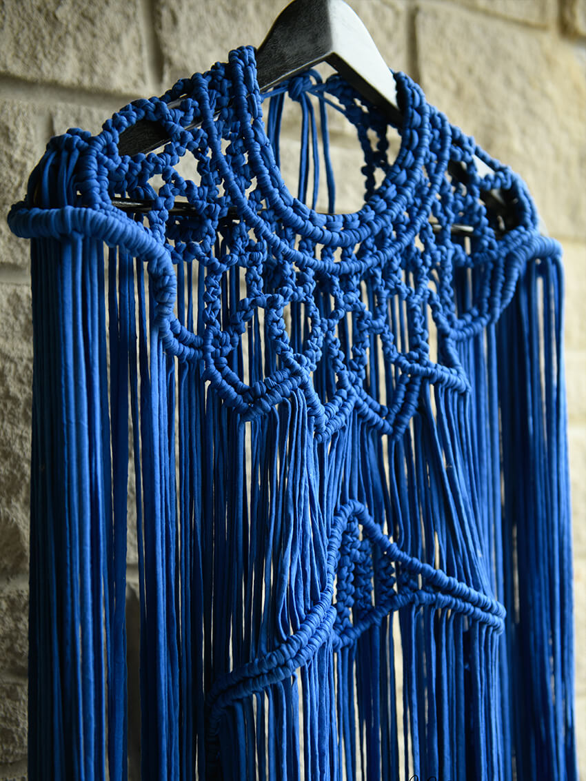Blue Festival Clothing Macramé Dress