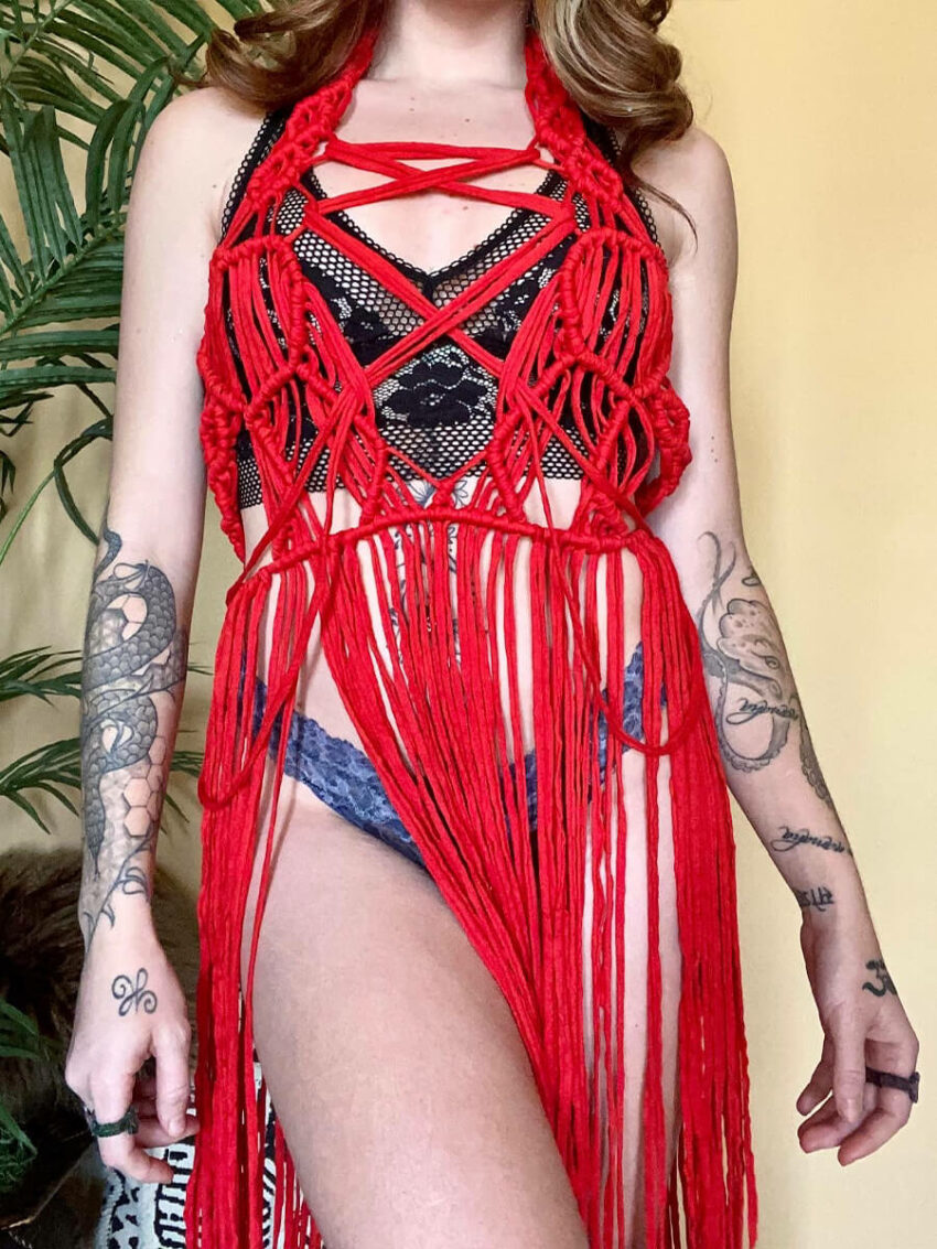 Sexy Red Macrame Festival Dress