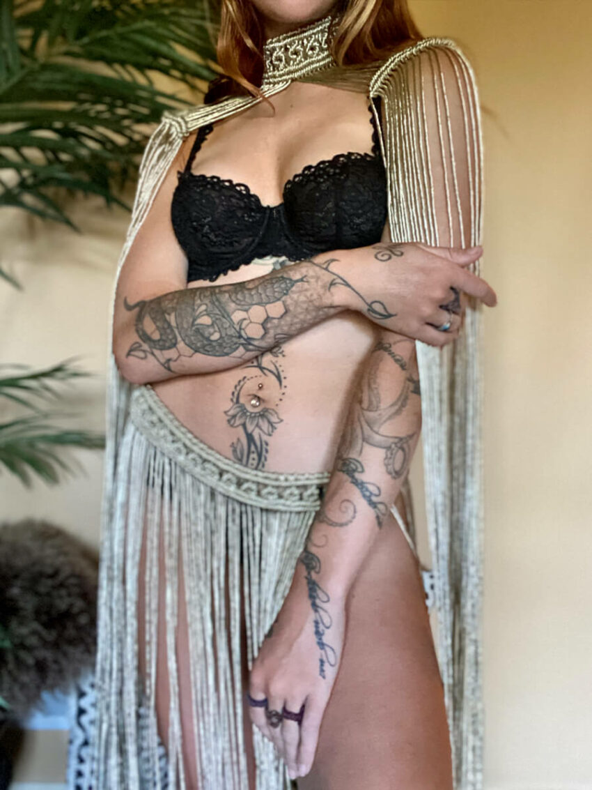 Sexy Macrame Cape and Skirt Set