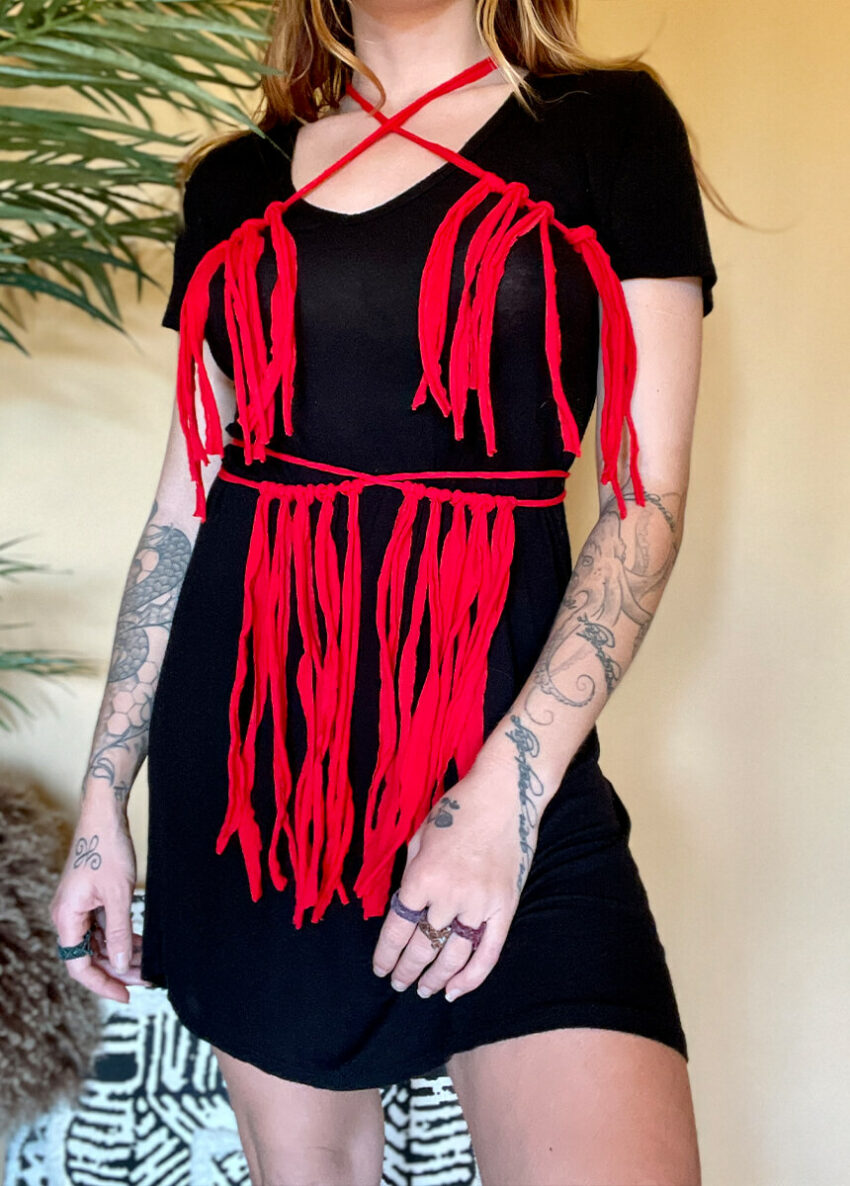 Red Macrame Rave Top