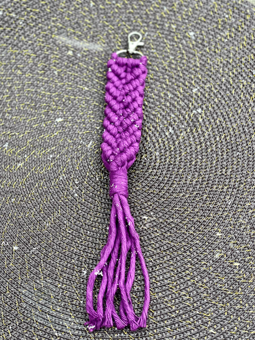 Bright Purple Macramé Keychain